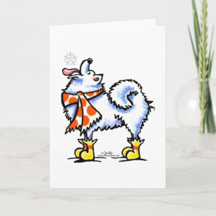 Tarjeta Festiva SamoyAmerican Eskimo Dog Snowflake