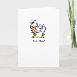 Tarjeta Festiva Samoyed Eskie Scarf Navidades de Let it Snow Salud