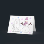 Tarjeta Festiva Samoyed y Snowman<br><div class="desc">Este artículo tiene mi diseño Samoyed & Snowman. Maravilloso diseño de vacaciones para regalar o para conservar.</div>