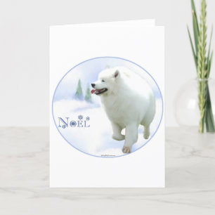 Tarjeta Festiva Samoyedo Noel