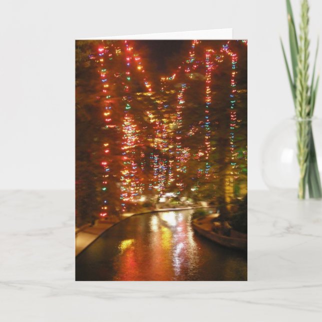 Tarjeta Festiva San Antonio Riverwalk en diciembre (Anverso)
