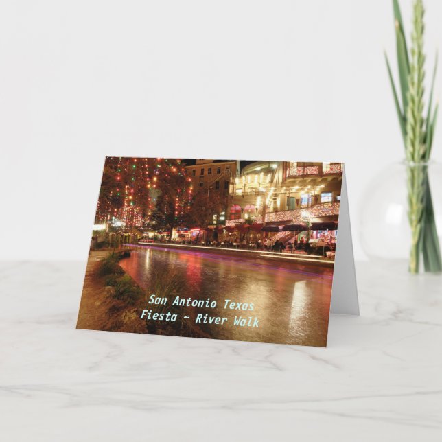 Tarjeta Festiva San Antonio Texas Fiesta ~ Walk del río (Anverso)