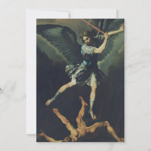 Tarjeta Festiva San Arcángel Miguel derrota al diablo