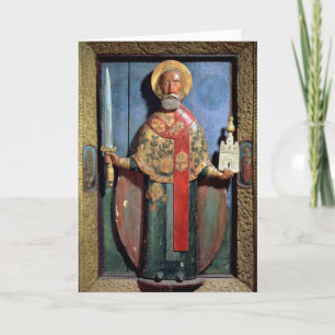 Tarjeta Festiva San Nicolás de Mozhaisk, escuela de Yaroslavl