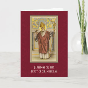 Tarjeta Festiva San Nicolás Día Católico de la Fiesta Religiosa