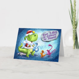 Tarjeta Festiva SAN T-REX es COMIN' to TOWN!(matte) de Jeff Willis