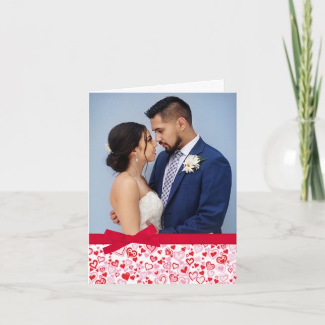 Tarjeta Festiva San Valentín agrega tus propios corazones rosados  (Anverso)