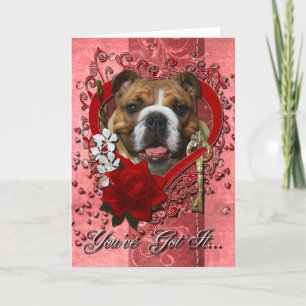 Tarjeta Festiva San Valentín - Clave para mi corazón - Bulldog