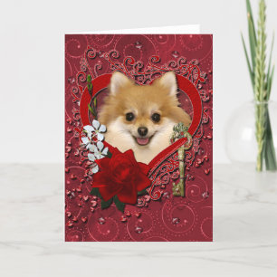Tarjeta Festiva San Valentín - Clave para mi corazón - Pomeraniano