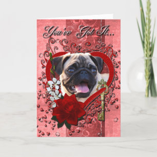 Tarjeta Festiva San Valentín - Clave para mi corazón - Pug