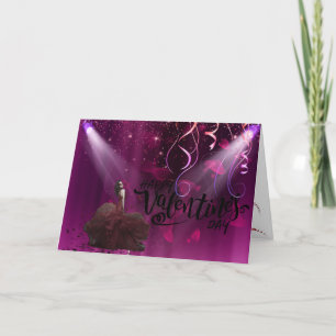 Tarjeta Festiva San Valentín con mujer elegante