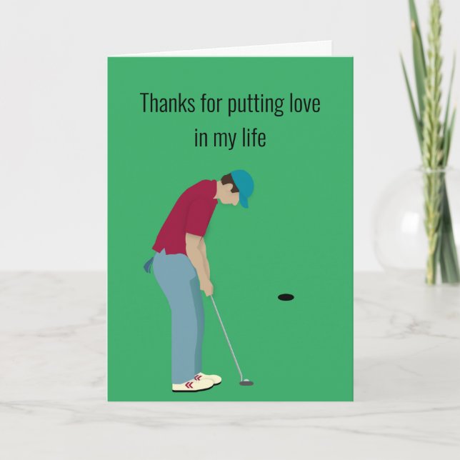 Tarjeta Festiva San Valentín con temas de golf (Anverso)