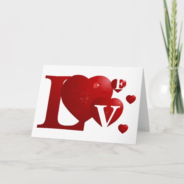 Tarjeta Festiva San Valentín de amor de corazón rojo (Anverso)