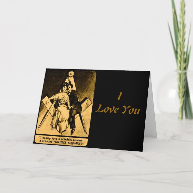 Tarjeta Festiva San Valentín de amor masónico antiguo masónico (Anverso)