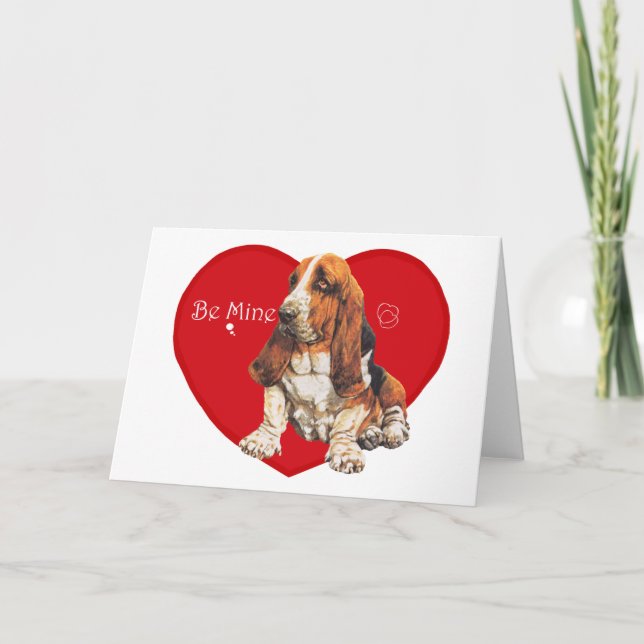 Tarjeta Festiva San Valentín de Basset Hound (Anverso)