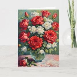 Tarjeta Festiva San Valentín de Bouquet rojo y blanco
