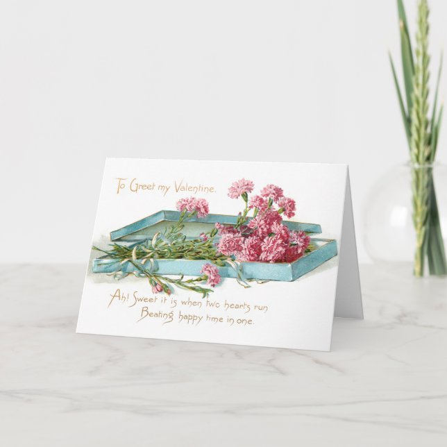 Tarjeta Festiva San Valentín de las naciones rosadas vintage (Anverso)