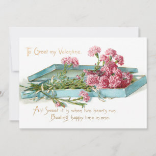 Tarjeta Festiva San Valentín de las naciones rosadas vintage