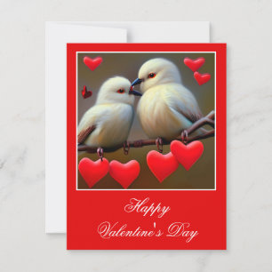 Tarjeta Festiva San Valentín de pájaros amorosos