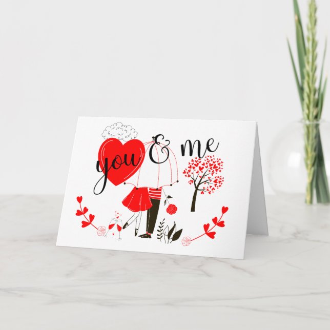 Tarjeta Festiva San Valentín de Parejas y Tú compartiendo los para (Anverso)