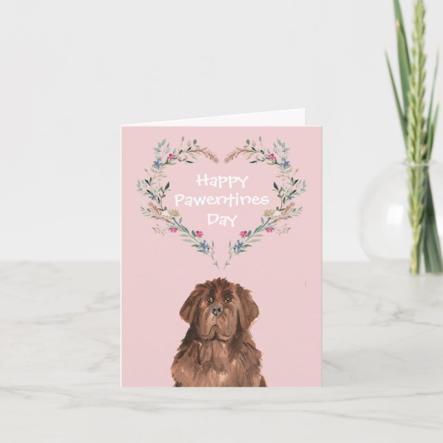 Tarjeta Festiva San Valentín de perros de Terranova (Anverso)
