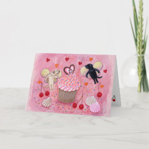 Tarjeta Festiva San Valentín de repostería monogramada y labios