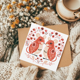 Tarjeta Festiva San Valentín de roedores de ratones escandinavos