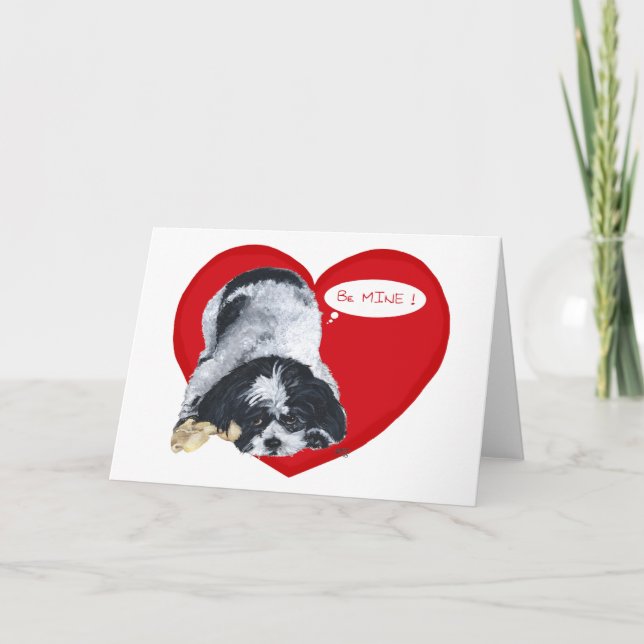 Tarjeta Festiva San Valentín de Shih Tzu (Anverso)