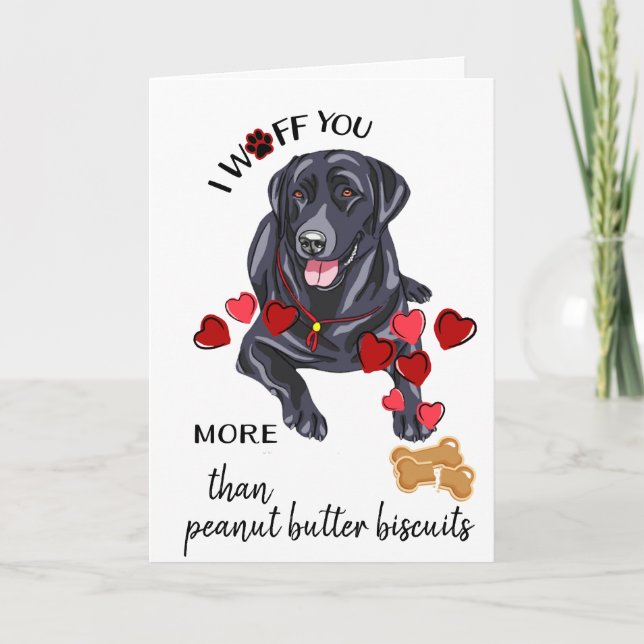 Tarjeta Festiva San Valentín de tu negro labrador, nuevo amor (Anverso)
