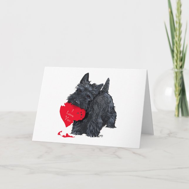 Tarjeta Festiva San Valentín del Terrier Escocés (Anverso)