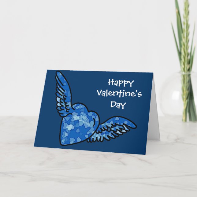 Tarjeta Festiva San Valentín especial en azul (Anverso)