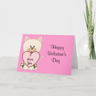 Tarjeta Festiva San Valentín gatito con corazón