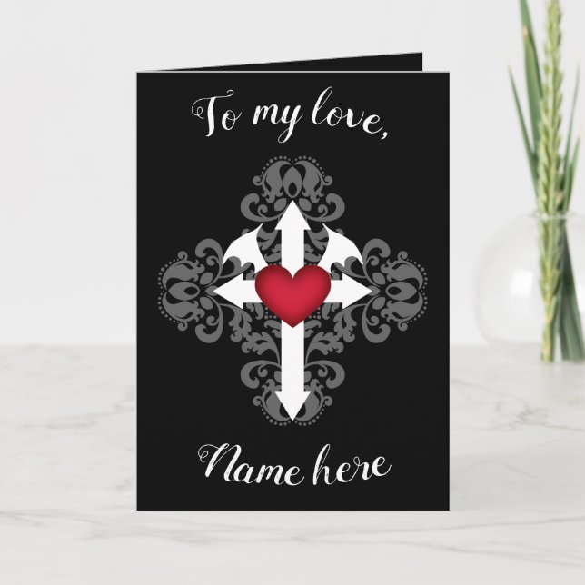 Tarjeta Festiva San Valentín gótico-romántico (Anverso)
