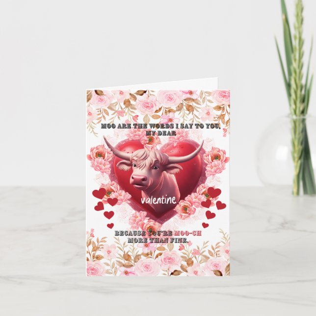 Tarjeta Festiva San Valentín Lo que tengo que decir es muu (Anverso)