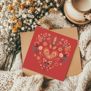Tarjeta Festiva San Valentín Nórdico Rojo