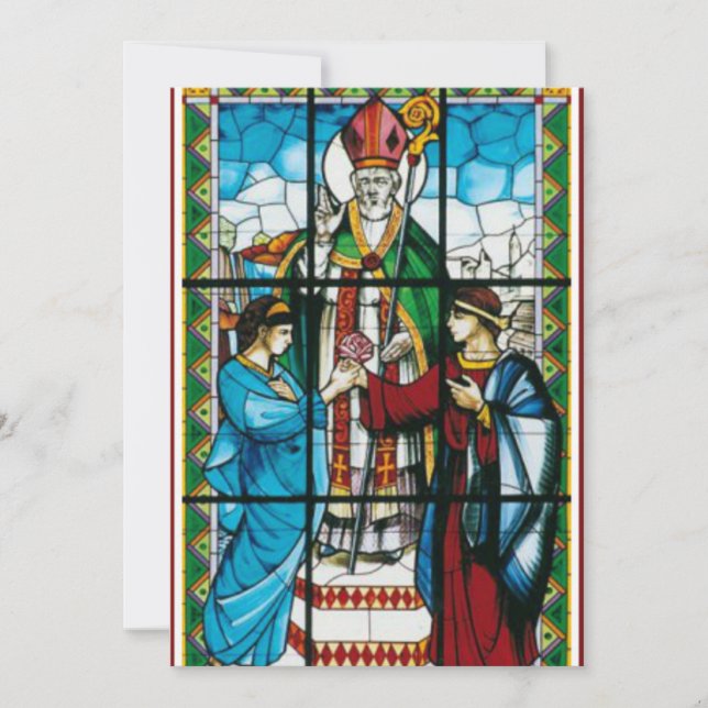 Tarjeta Festiva San Valentín Patrono de los Amantes Poema Religios (Anverso)