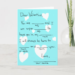 Tarjeta Festiva San Valentín rellena en blanco
