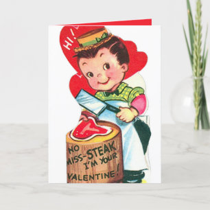 Tarjeta Festiva San Valentín retro vintage carnicero añadir sentim