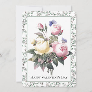 Tarjeta Festiva San Valentín Roses Amarillos Roses Azules Mariposa