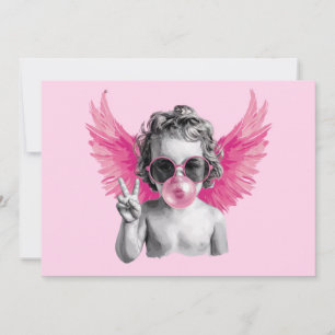 Tarjeta Festiva San Valentín Soplando Burbuja Cupido Día de San Va