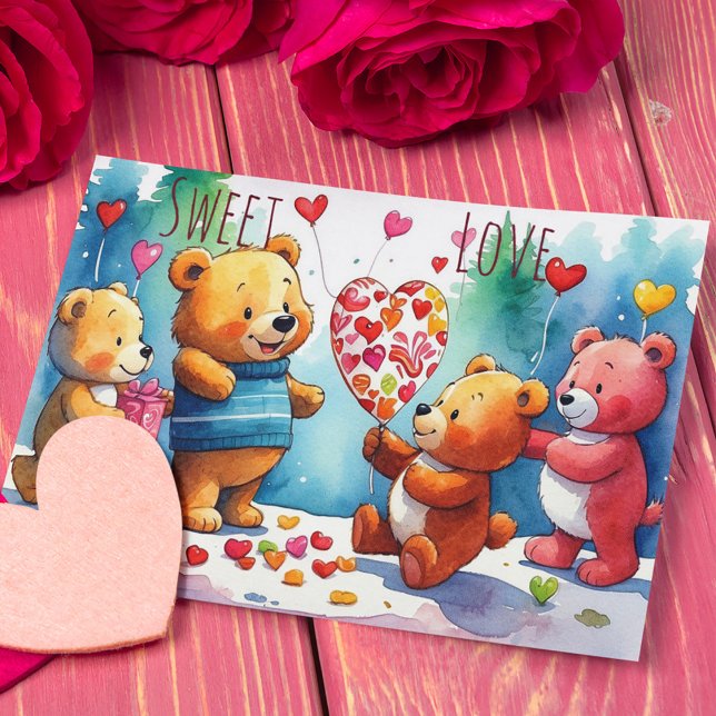 Tarjeta Festiva San Valentín Teddy Osos Compartiendo Cadáveres con (Subido por el creador)