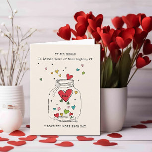 Tarjeta Festiva San Valentín Todo Comenzó Corazón En Tarro Monogra