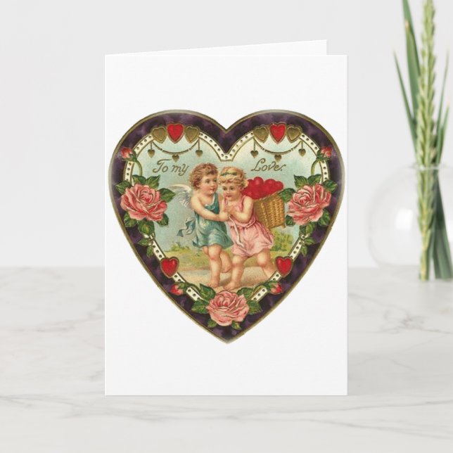 Tarjeta Festiva San Valentín Victoriano A Mi Amor II (Anverso)