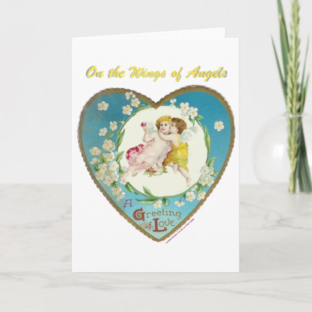 Tarjeta Festiva San Valentín victoriano en los ángeles de los rega (Anverso)