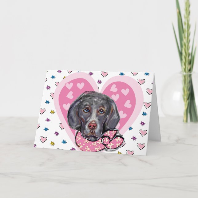 Tarjeta Festiva San Valentín Weimaraner (Anverso)