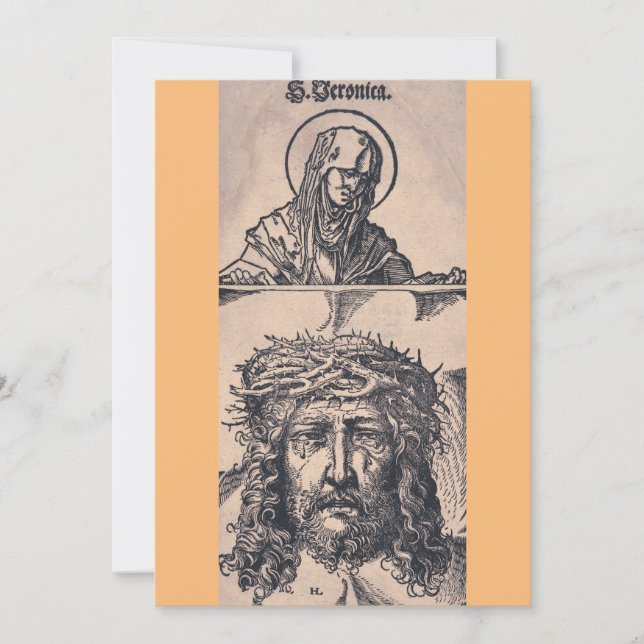 Tarjeta Festiva San Verónica con el vernículo de Hans Burgkmair (Anverso)