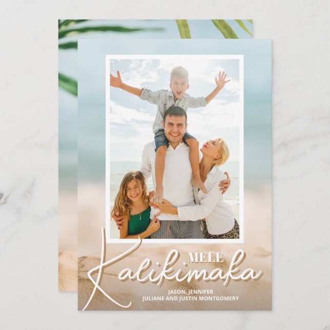 Tarjeta Festiva Sand and Sea Beach Photo Mele Kalikimaka  (Anverso / Reverso)