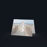 Tarjeta Festiva Sand Dollar Snowman<br><div class="desc">Navidades tropicales dejan que nieve en otro lugar</div>