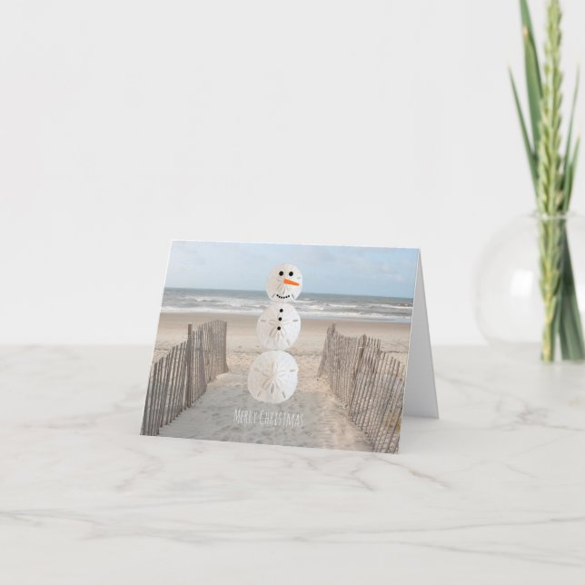 Tarjeta Festiva Sand Dollar Snowman (Anverso)