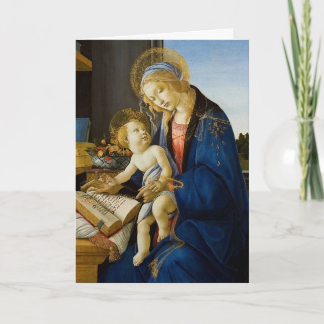 Tarjeta Festiva Sandro Botticelli Madonna del libro Niño Jesús (Anverso)
